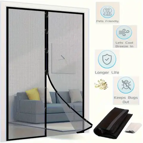 Magnetic Mosquito Net for Door & Window – Insect Screen Curtain with Anti-Bug Mesh, Reusable Home Garden Outdoor Protection
