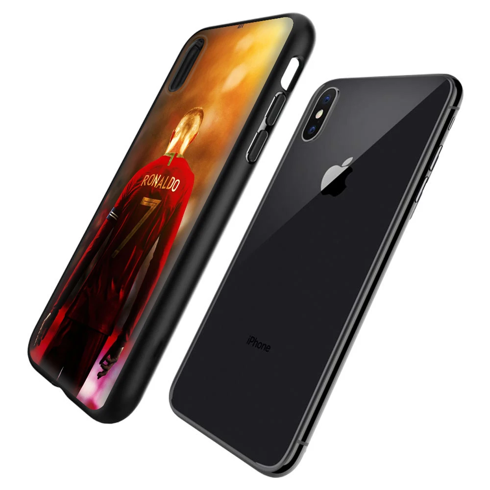 CA5 C-CR7 كرة القدم رونالدو حافظة من السيليكون الناعم لهاتف آيفون X XS XR Pro Max 8 7 6 6s Plus SE #6
