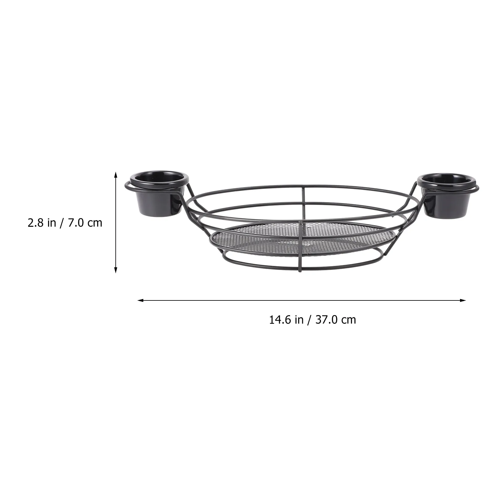 

Wire Mesh Basket with Bowl Sturdy Fried Food Holder Storage Equipped Melamine Bowls Rectangular Iron Chicken