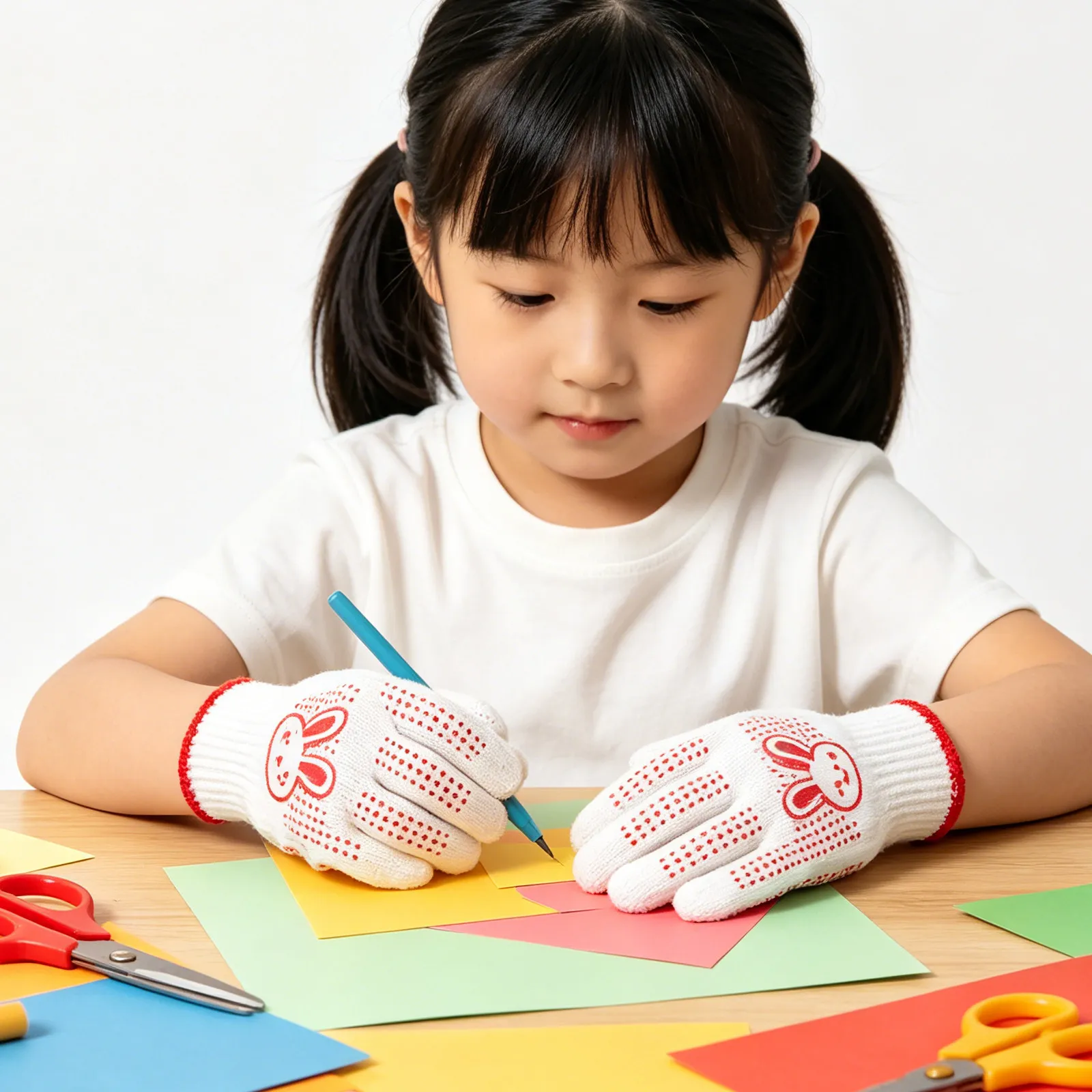 6Pairs Protective Gardening Gloves Dotted Anti-Slip Palms Sized Work Gloves for Outdoor Activities Crafts School