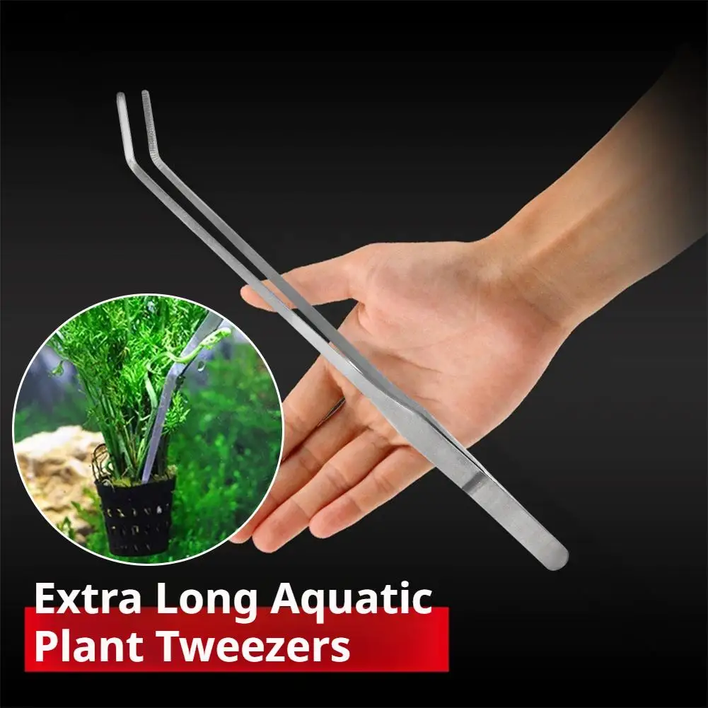 27cm Long Stainless Steel Curved Tweezers Precision Craft Tool For Electronics Repair Model Building Laboratory Use Non-Slip