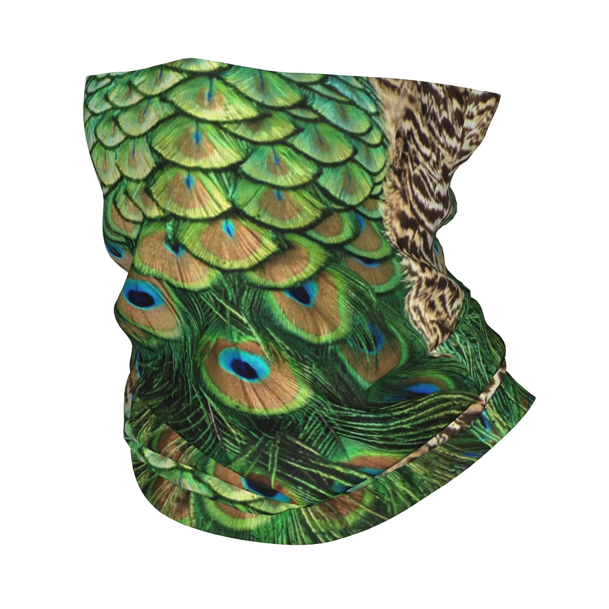 Peacock Eye Tail Bandana Neck Gaiter Printed Wrap Mask Scarf Warm Face Mask Running For Men Women Adult