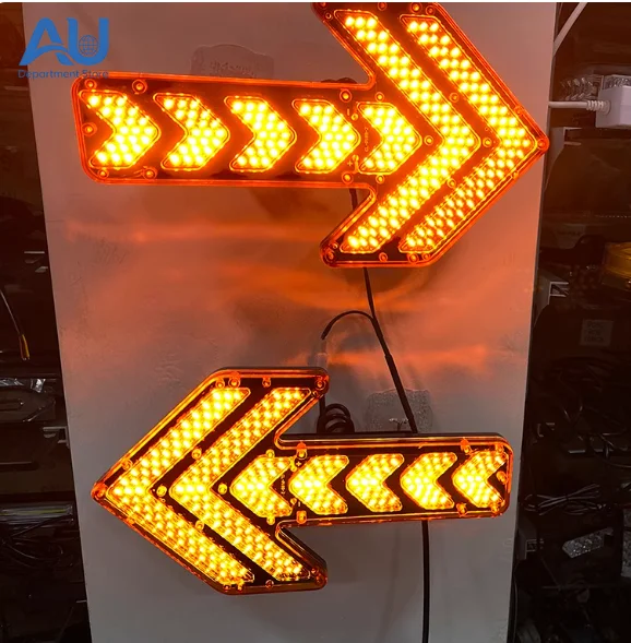 Car Truck Traffic Orientation Arrow Warning Light Construction Vehicle Sprinkler Trailer Indicator Red/Amber LED Flashing Light