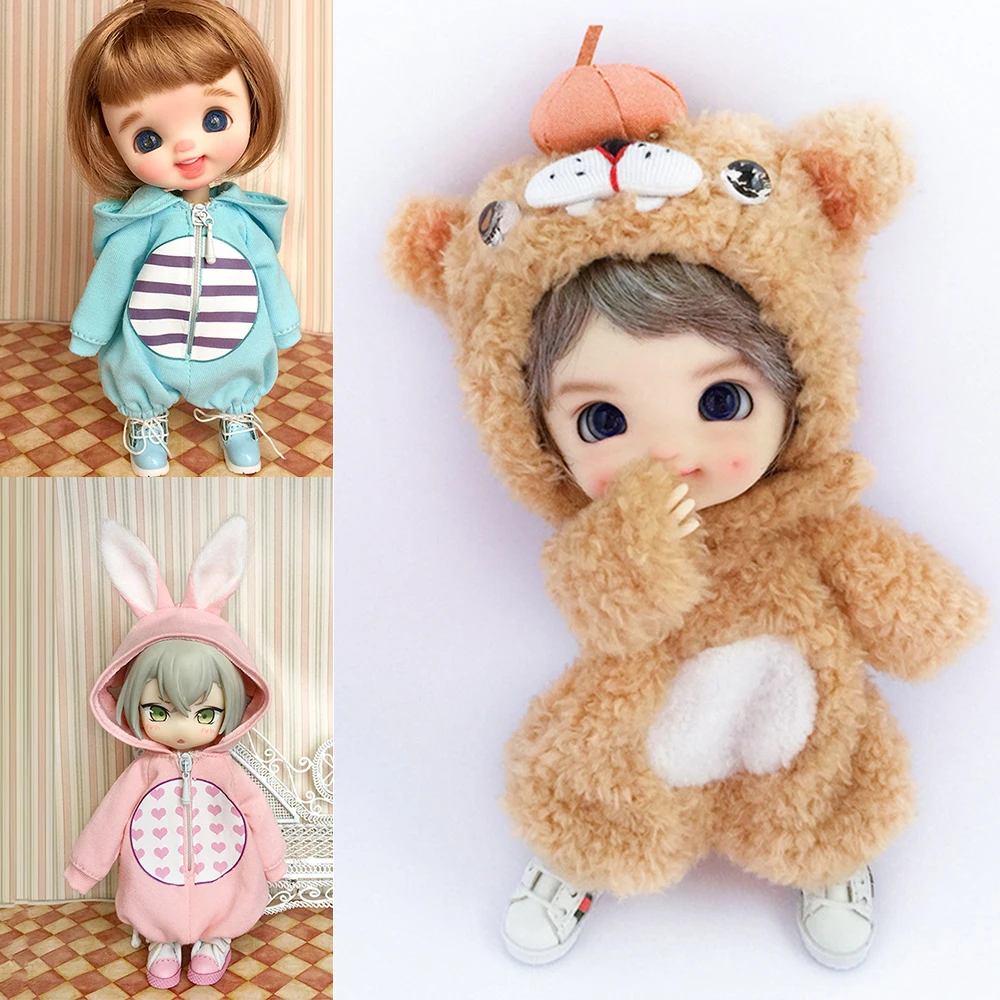 

Ob11 Doll Bunny Ears Costume Doll Kawaii Coverall Animal Tiger Clothes Fit For Middle Blyth, Bjd12, Cu-Poche, P9, Ymy Doll