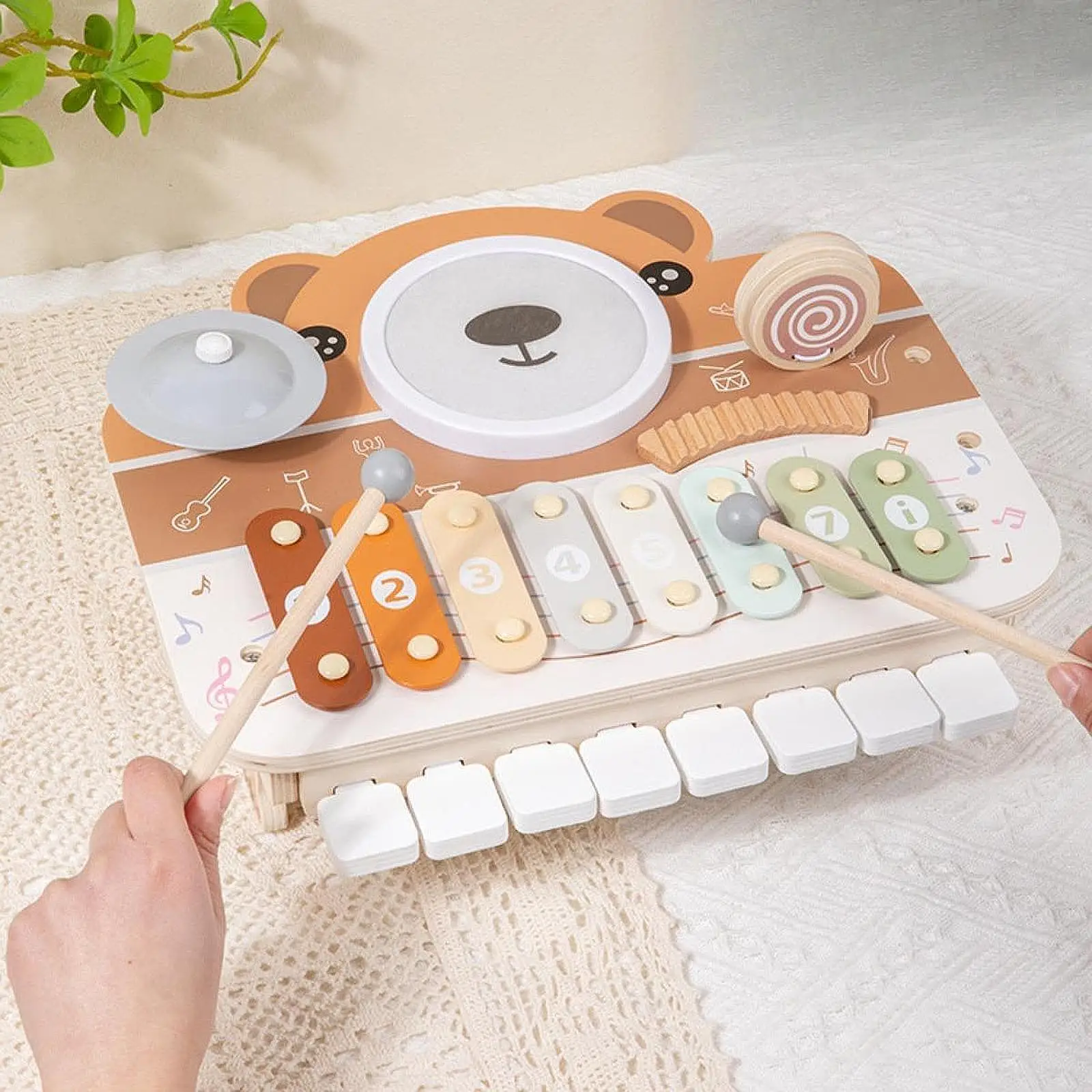 Ksilofon davul seti El Göz Koordinasyonu İnteraktif Müzik Çalma Duyusal Oyuncak Okul Öncesi Yaş için 3 4 5 6 Yaşında Parti Iyilik