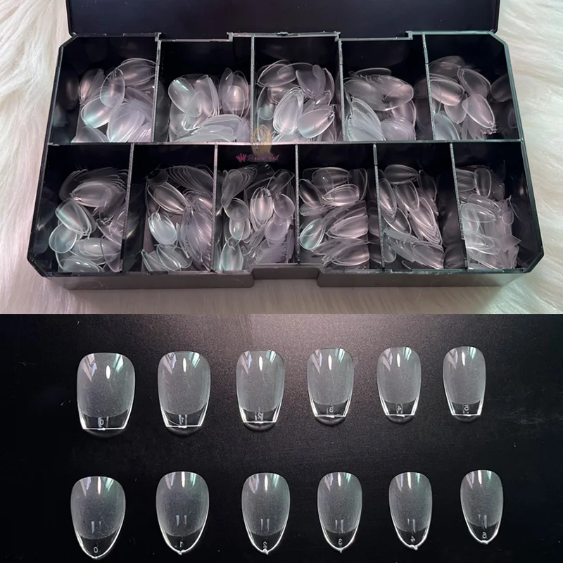 Gel X Nails Extension System XXS Coffin Almond Full Cover Sculpted Semi Frosted Clear Press On False Nail Tips Acrylic Supplies