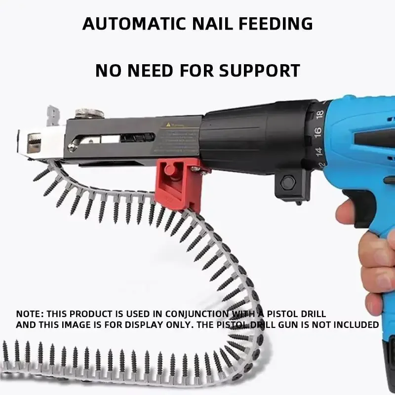 

1 Set Chain Screw Gun Head Automatic Nail Gun Electric Batch Woodworking Decoration Rechargeable Screwdriver Self Tapping