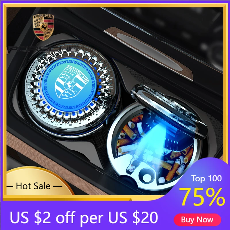 

Car Sticker For Porsche Cayenne Panamera Macan 911 Car Interior Portable Luminous Metal Liner Ashtray Cup Holder For Porsche 911