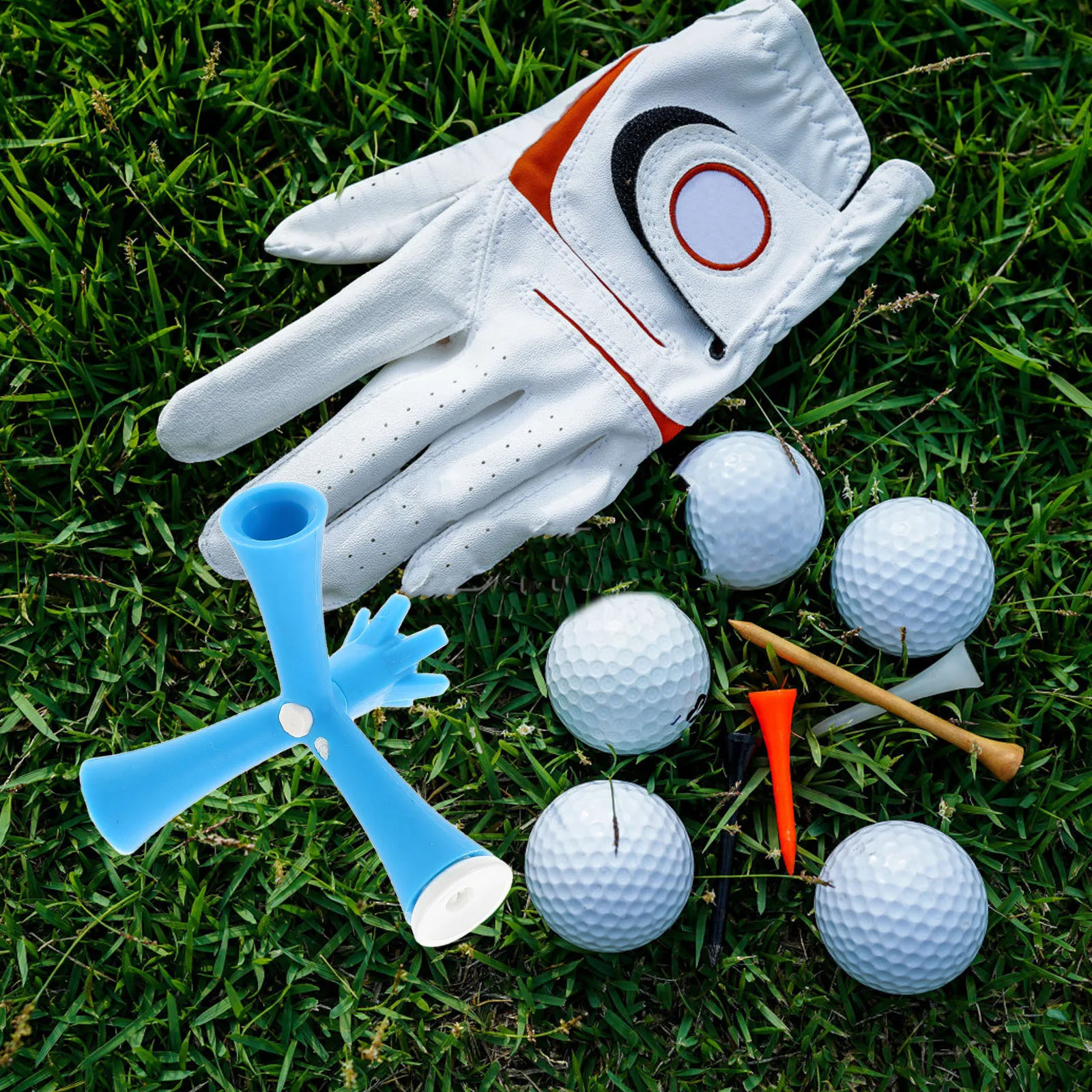 حامل كرة جولف قابل للتعديل بارتفاع قابل للتعديل، حامل كرة جولف محمول مضاد للطيران للتدريب في الأماكن المغلقة والخارجية، أزرق متعدد الوظائف #1