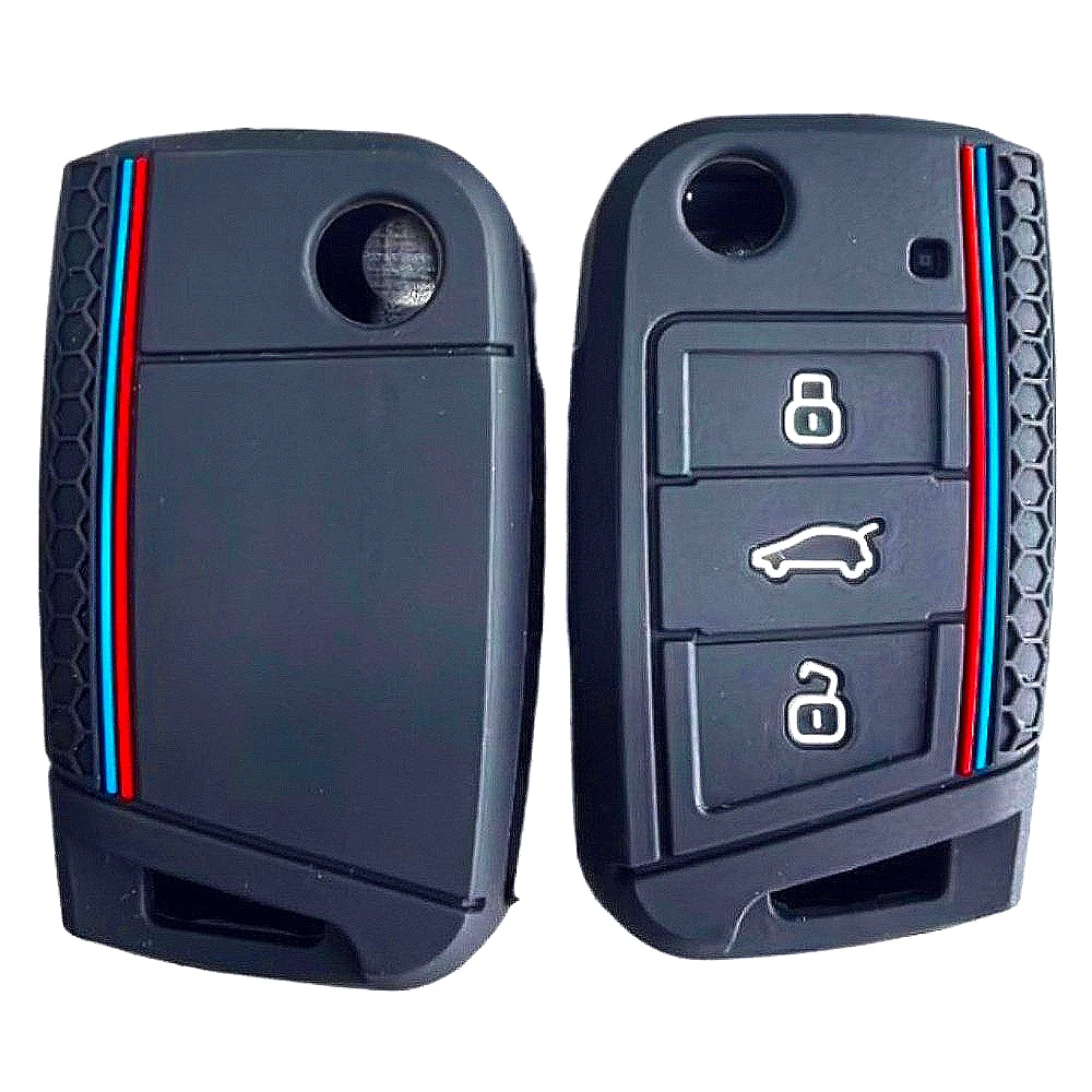 غطاء مفتاح السيارة من السيليكون لسيارة VW Golf 7 GTI POLO T-Roc touran Tiguan Skoda Octavia Rapid kodiaq Fabia Seat Ibiza leon Ateca Arona
