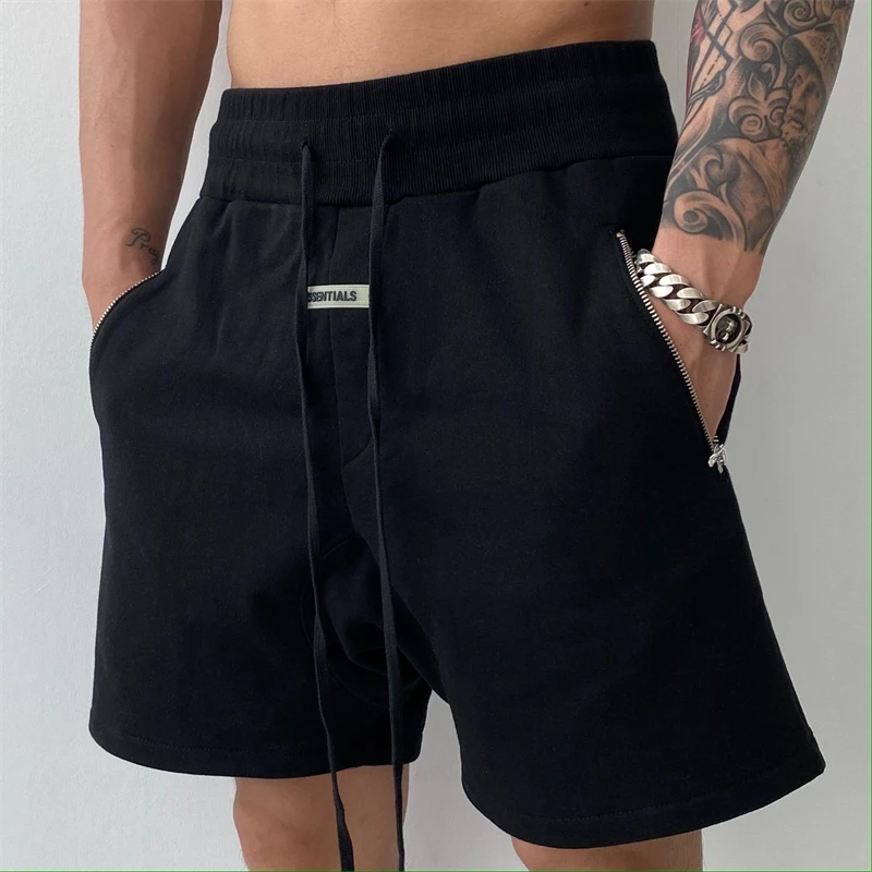 Men\'s Shorts High Street Retro Casual Fashion Cotton Double Zipper Five Point Pants New Summer Sports Fitness Loose Shorts