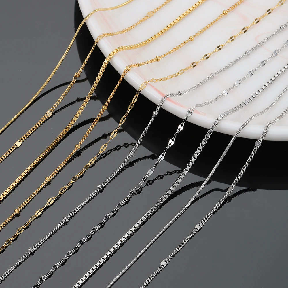 5 Stück 45cm+5cm Kette mit Karabinerverschlüssen, Edelstahl-Perlenkette, Halsketten-Basisketten für DIY-Schmuckherstellung, kein Verblassen – Detail 5