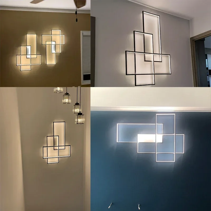 Imagem -06 - Moderna Geometria Led Lâmpada de Parede Luminária de Fundo Home Decor Quarto Luzes de Cabeceira Corredor Escada Sconce Sala