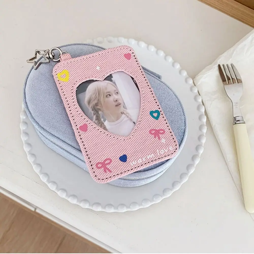 Modny brelok do kluczy w stylu Y2K z denimu z motywem gwiazd, etui na karty do zawieszenia na plecaku, organizer na karty, ochraniacz na karty, etui na karty z sercem, etui na dowód osobisty, album na zdjęcia idolów