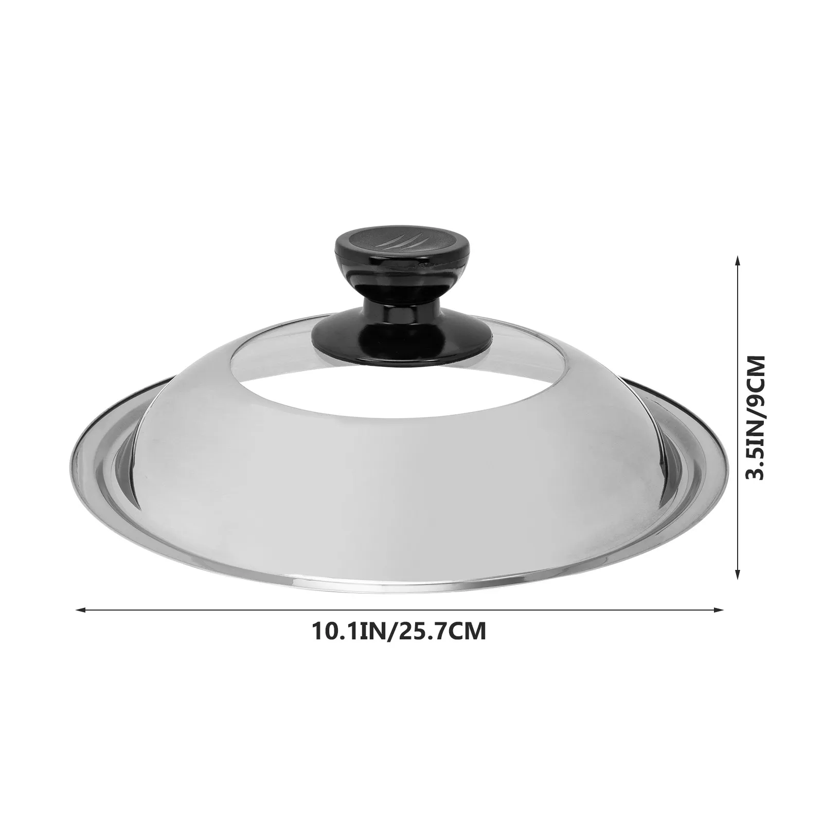 Thickened Stainless Steel Pot Cover with Tempered Glass Center for Visible Cooking Heavy-Duty Arched Lid for Wok Frying Pan