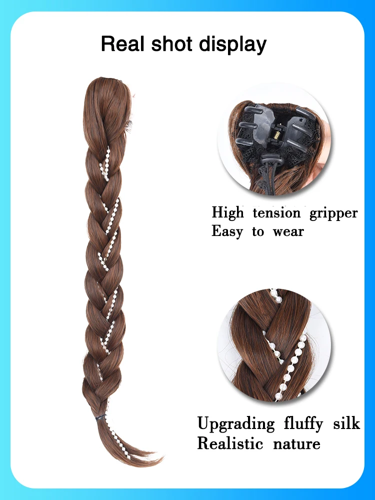 Pageup Synthetic Ponytail Wig Female Grab Clip Tassel Twist Braided Hair High Ponytail Invisible Natural Wig 2022 For Women