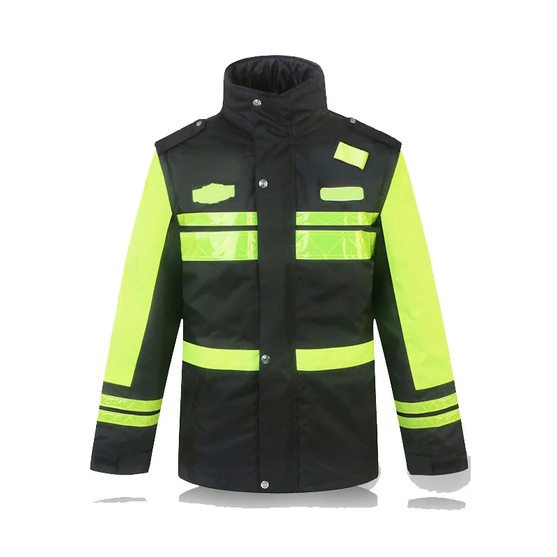 

High Visibility Mens Warm Coat Safety Reflective Thick Reflective Cotton Coat Windproof Outdoor Jacket for Winter