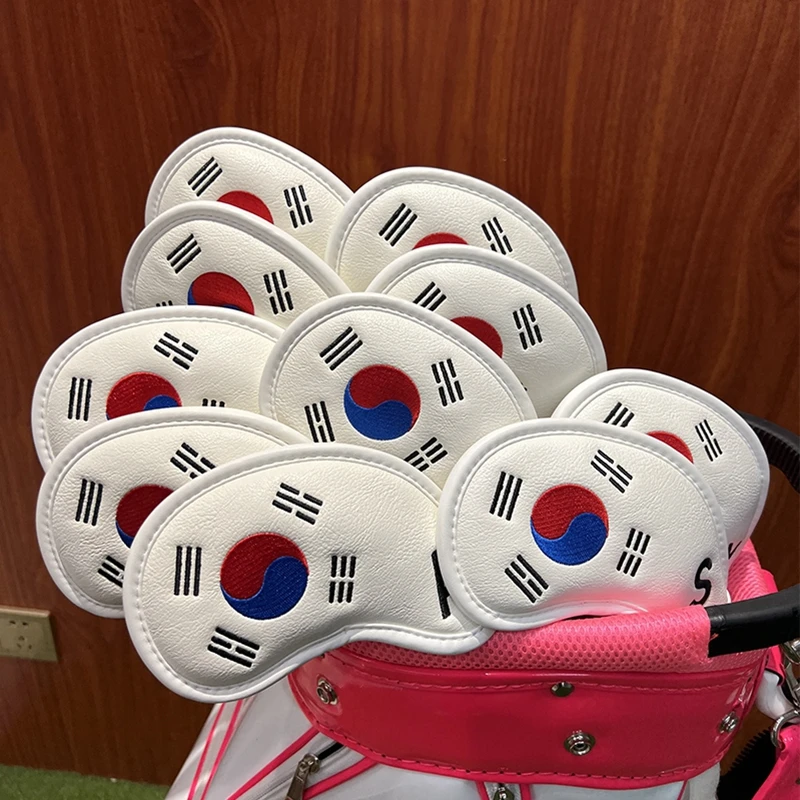 PU Waterproof Golf Club Head Covers, Rain Cover, National Flag, Korea