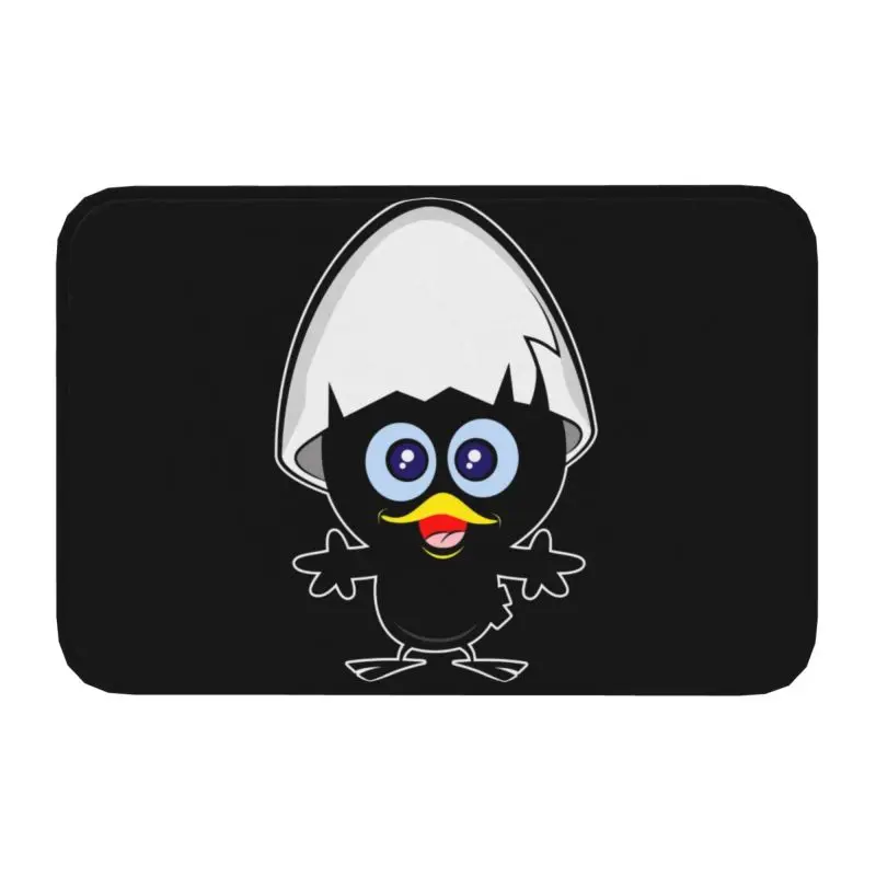 Kawaii Calimero Black Chicken Doormat Non-Slip Entrance Bathroom Kitchen Floor Door Mat Cartoon Comic Toilet Rug Carpet Footpad