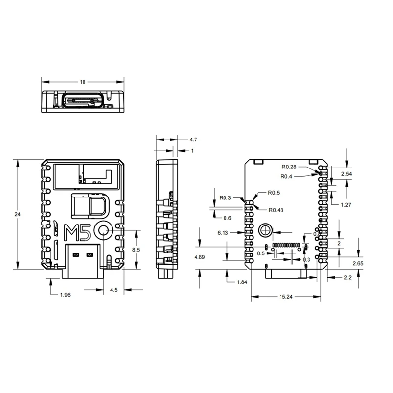 M5stamps3 PIN2.54 ESP32-S3FN8, 240 МГц Основной модуль управления с 8MSPI Flash для встроенных систем