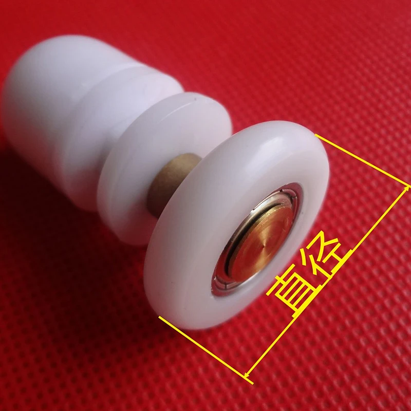 4PCS Old Style Bathroom Shower Room Pulley Rust Proof Copper Rod Large Bearing Arc Type Glass Sliding Door Pulley Accessories