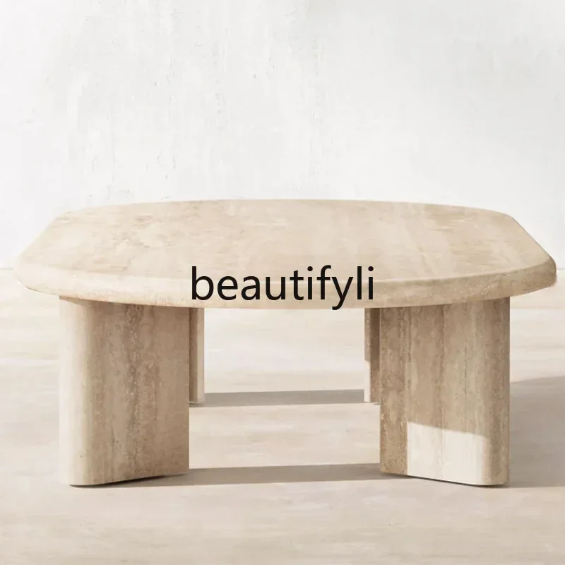 

Скандинавский свет, роскошный мраморный журнальный столик, вилла, дом, гостиная, ваби, песчаный травертин, журнальный столик