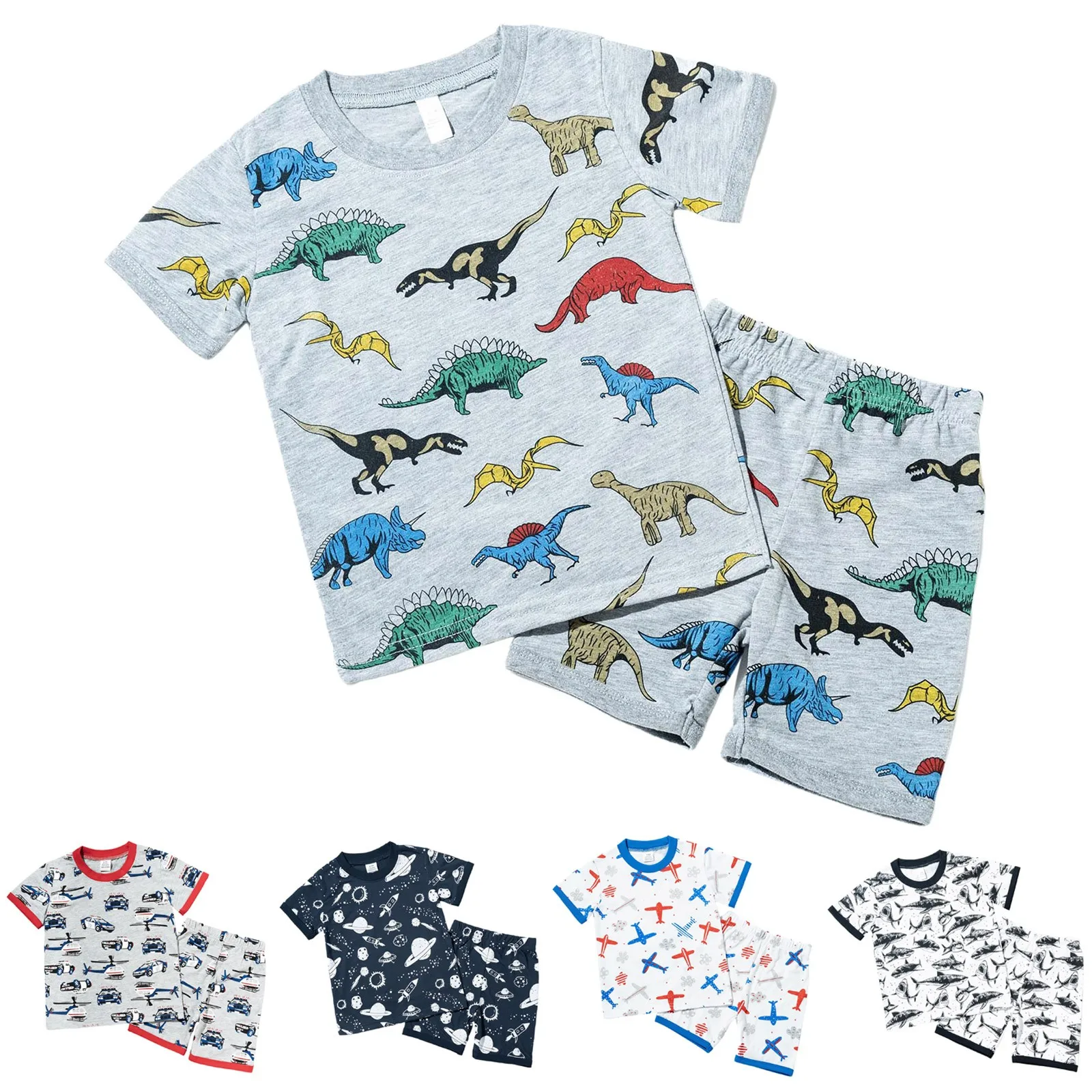 

Kids Summer Outfit Set Boys Girls Printed Short Sleeve And Shorts Homewear Two Piece Set Casual Comfortable Soft Loungewear