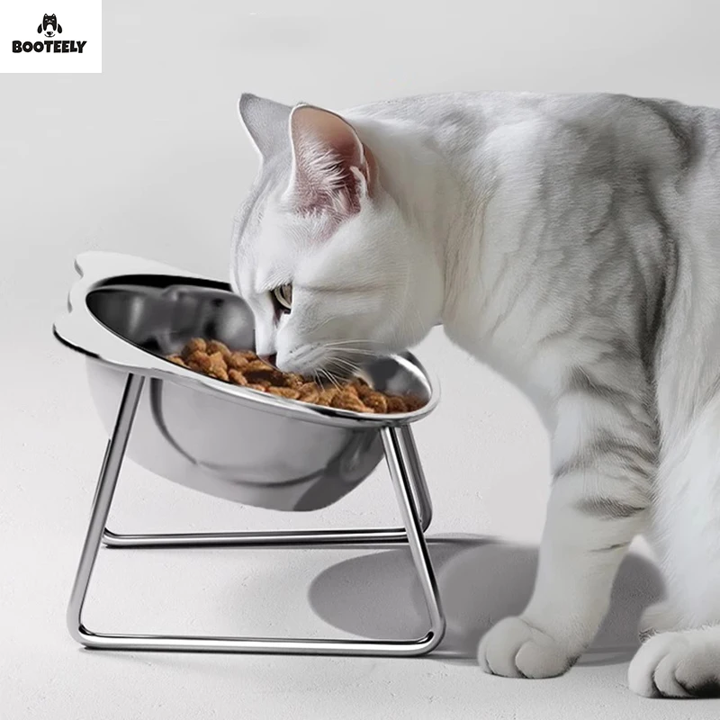 Katzenfutter-Napf aus Edelstahl, Haustierständer, Erhöhte Höhe, Nackenschutz, Haustiernapf, Hundefutter-Napf mit Anti-Kipp-Funktion, Katzenfutter-Napf, Reisnapf
