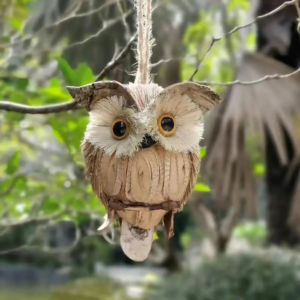 Owl Wall Hanging Ornament Handcrafted Straw Owl Hanging Decoration Rustic Farmhouse Owl Pendant Ornament Christmas Craft Party