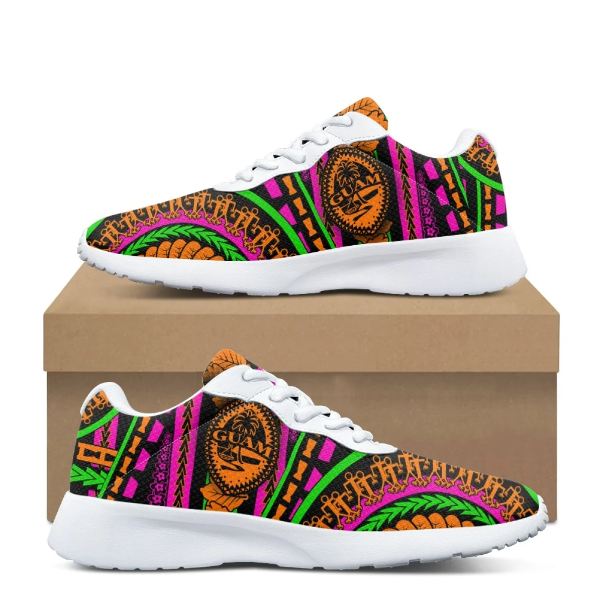 Guam Polynesian Print Women's Training Running Shoe Cozy Lace-Up Flats Durable Gym Teen Sneakers Print On Demand tenis masculino