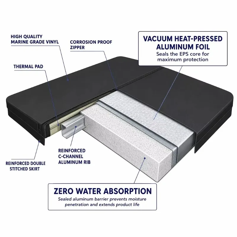 Custom Size Tapered Insulated Hot Tub Cover Waterproof Protective Spa Cover For Outdoor Bathtub