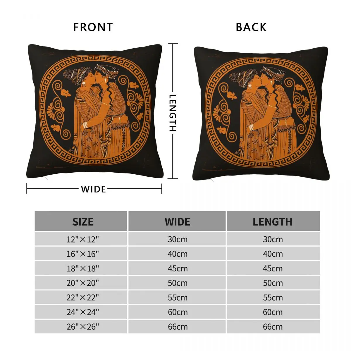 Ancient Greek Lesbians Kiss Square Pillowcase Pillow Cover Polyester Cushion Decor Comfort Throw Pillow for Home Sofa