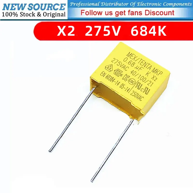 20pcs/lot 275V 684K Safety Capacitor X2 Polypropylene Safety Plastic Film 0.68uf MKP P=15/22/27mm Best Quality