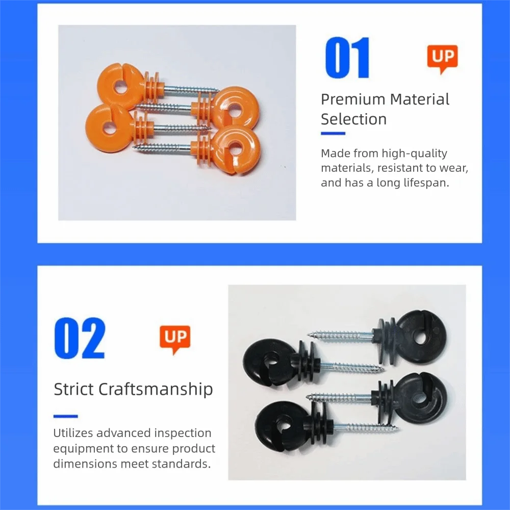 

100Pcs Screw-In Wood Post Screw Great Insulation Angled Slot Fence Ring Insulator Rainproof Fence Tool