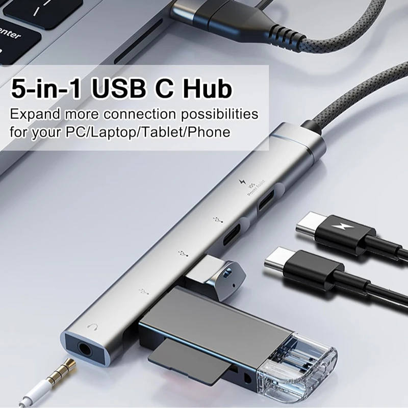 Type-C To 3.5mm Audio Adapter OTG USB Hub to Laptop Universal Computer Docking Station Splitter for PC Cmultiport Adapter