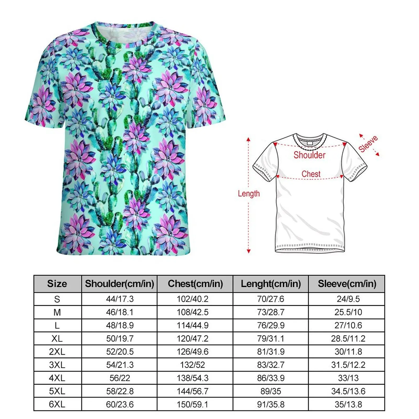 Modern Cactus T Shirt Cute Plants Print Popular T Shirts Man Kawaii Tshirt Summer Short Sleeve Pattern Clothes Plus Size