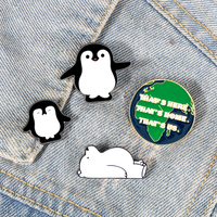 Cartoon Animal Enamel Pins Cute Penguin Polar Bear Brooches Protect Environment Earth Badges Bag Lapel Pin Fashion Jewelry Gifts