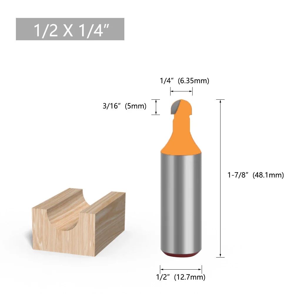 1pc 1/4 6.35mm Shank Ball Nose Router Bit Round Milling Cutter for Wood CNC Radius Core Box Solid Carbide Tools