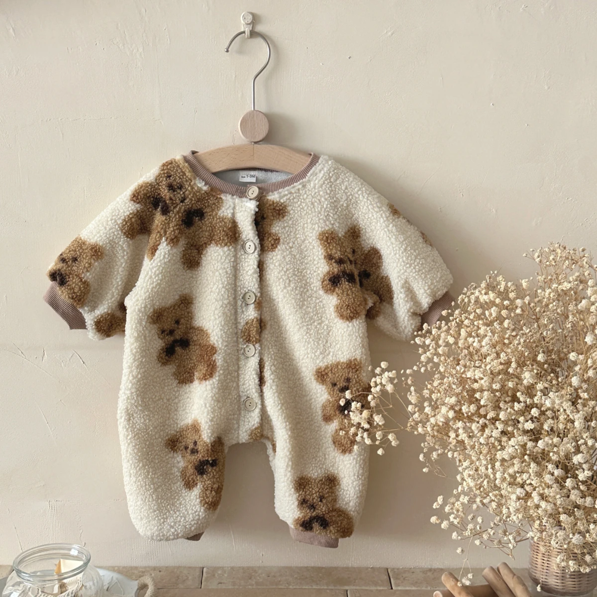 

Newborn Baby Romper Cute Bear print Long Sleeves Cartoon Jumpsuit Boys Girls Autumn Winter Costumes