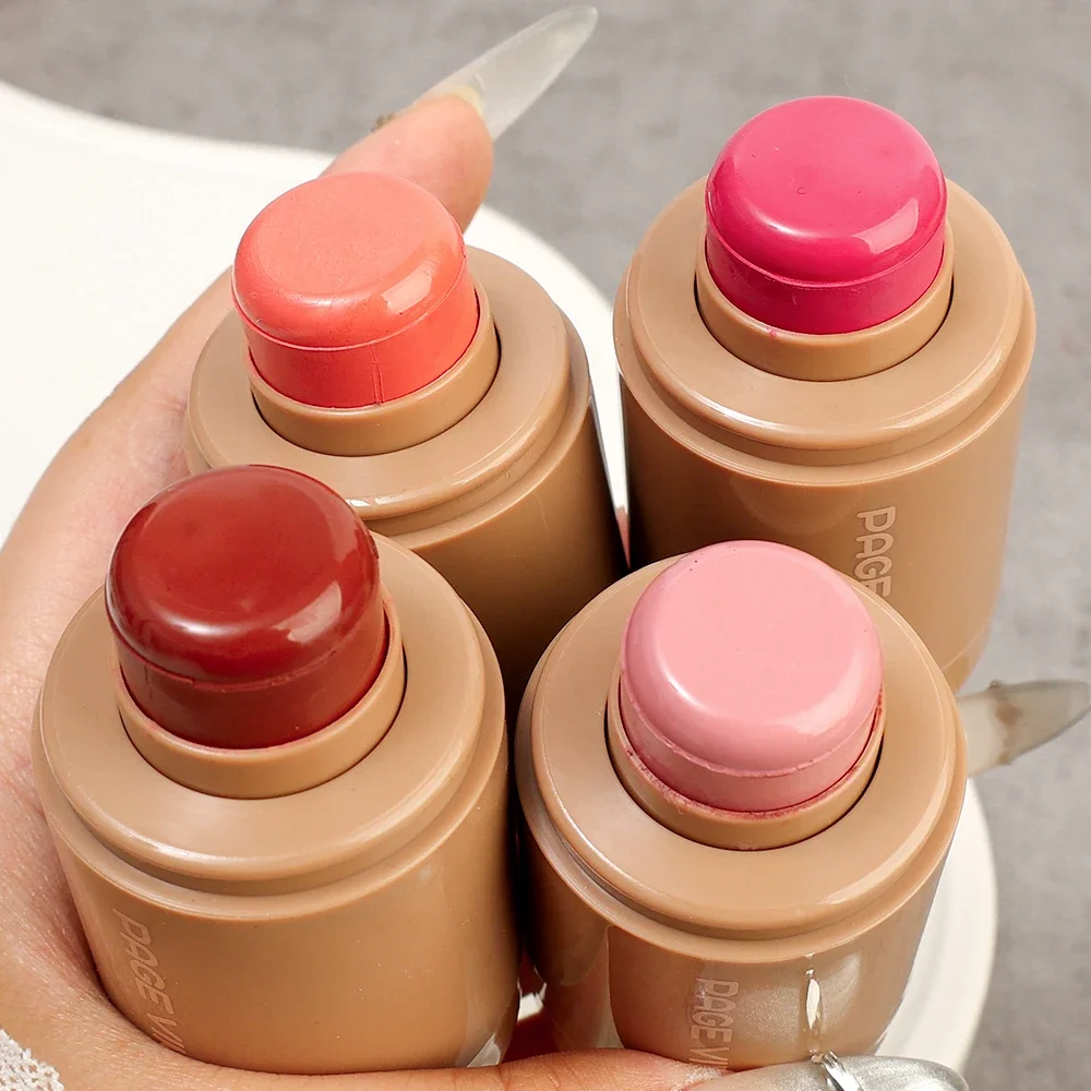 Bâton de fard à joues de poche 3 en 1, rendu de document naturel, crème rouge lisse et hydratante pour le visage, imperméable, 256 cosmétiques de maquillage de contour