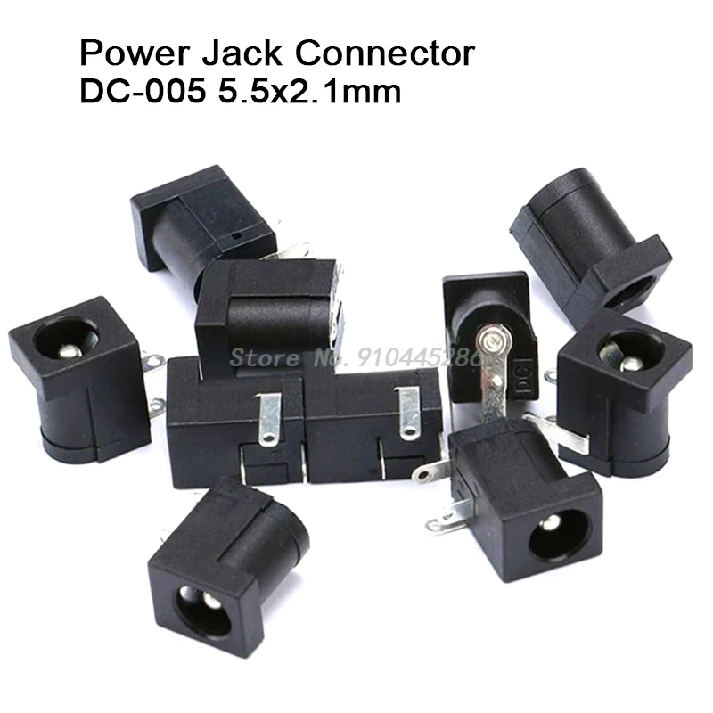 10PCS DC-005 Black and White DC Power Jack Socket Connector IBUW DC005 5.5*2.1mm 2.1 socket Round the needle new