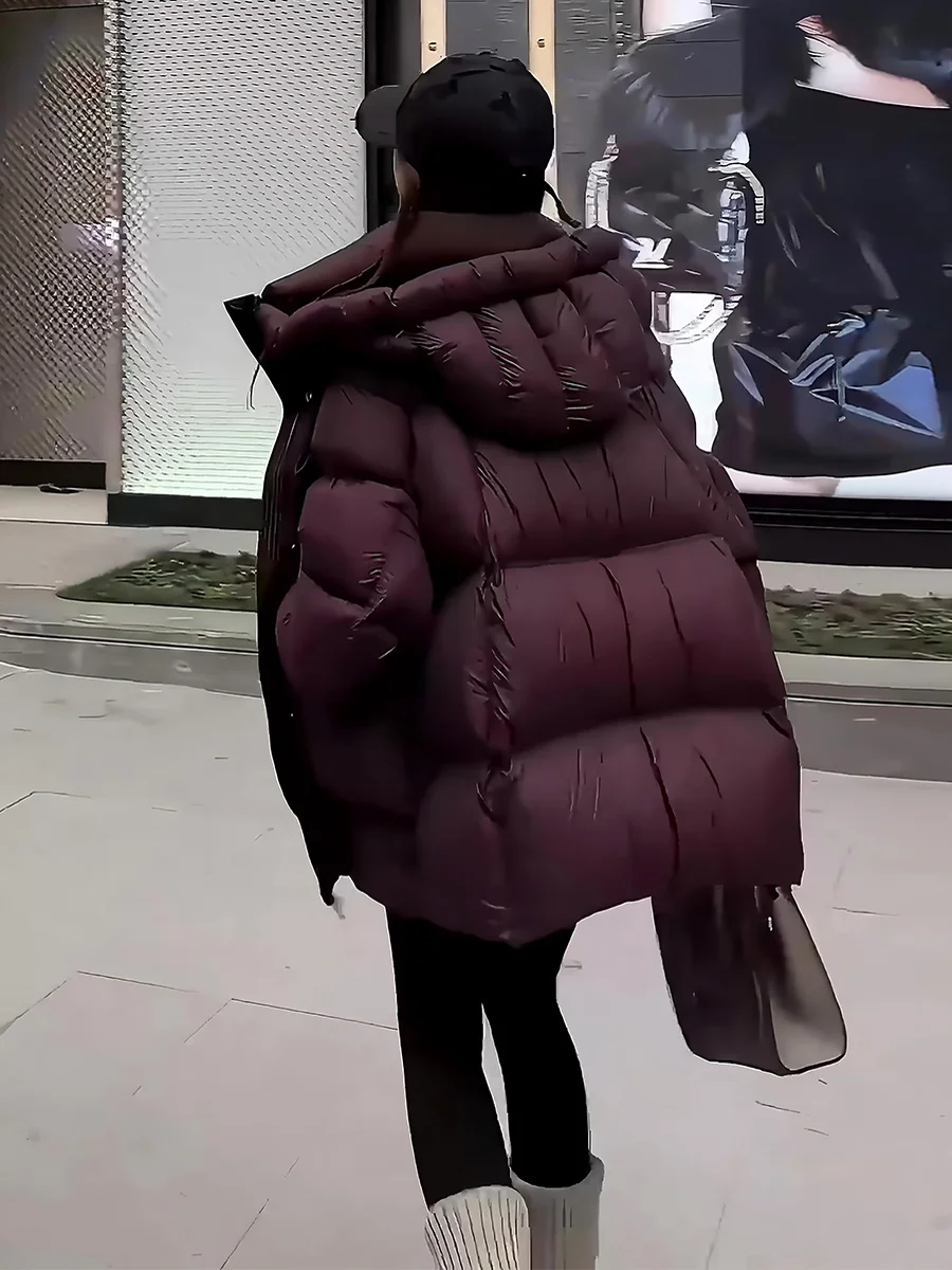 

Пуховик Cloud Dough White Du для женщин, зимнее утепленное пальто свободного кроя с капюшоном, повседневное, стандартной длины