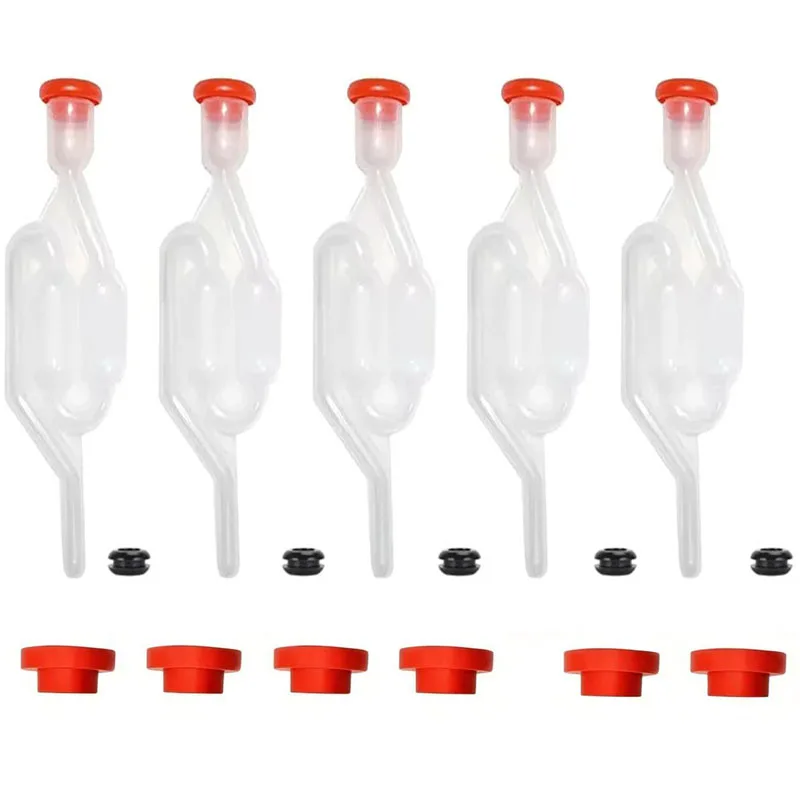 PP S-Shape Airlocks ,Homebrew Bubble Airlock Carboys Stopper & Fermenter Seal Valve with Food Grade Grommets Wine Making