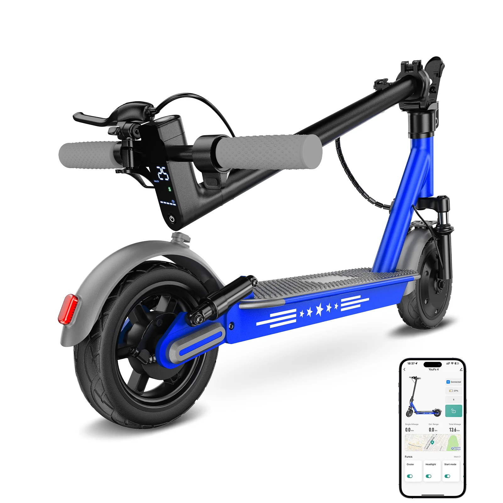 

HiQiS V9 Plus Electric Scooter 13Ah Power Battery 350W Motor Front And Rear Shock Absorbers E-Brake Drum Brake City Commute Hike