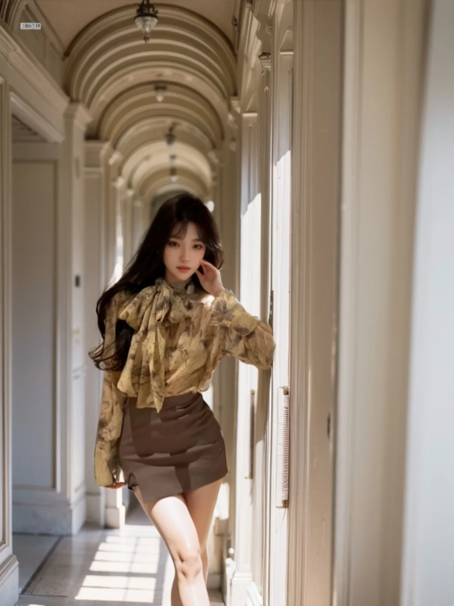 

Весенне-осенняя женская рубашка с длинным рукавом и акварельным узлом, уникальный дизайн в стиле «Маленький аромат», изысканная и неповторимая.