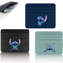 Tarjetero de cuero Pu de Disney Stitch, caja para tarjetas de crédito, tarjetero de dibujos animados de múltiples capacidades, billetera, funda para tarjetas de visita para hombres y mujeres