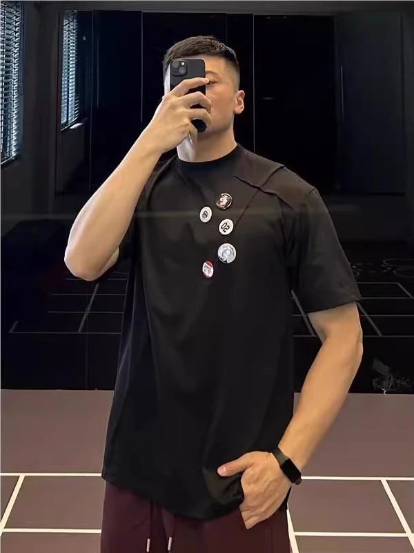 

Мужская футболка больших размеров 300 Pou American High End Svel Fitn, летняя спортивная плиссированная футболка ort Sve round Ne Top