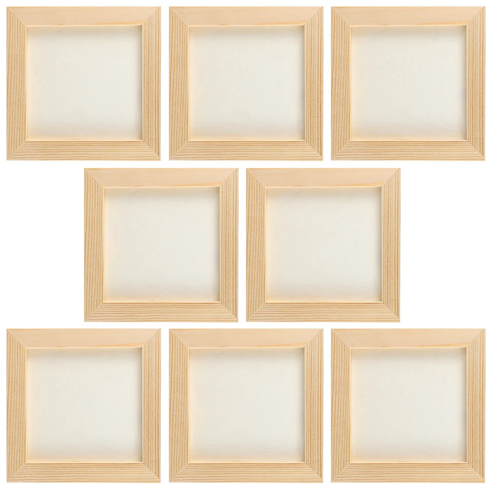 8 Pcs Clay Picture Frame Photo Blank Wood Decorate Craft Frames Painting Wooden Child