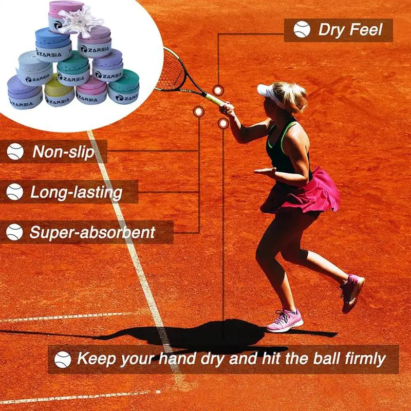 

ZARSIA 60 шт. липкие накладки на ощупь ракетки для бадминтона на ощупь ручки для тенниса, бадминтона, пиклбола, ракетки, удочки