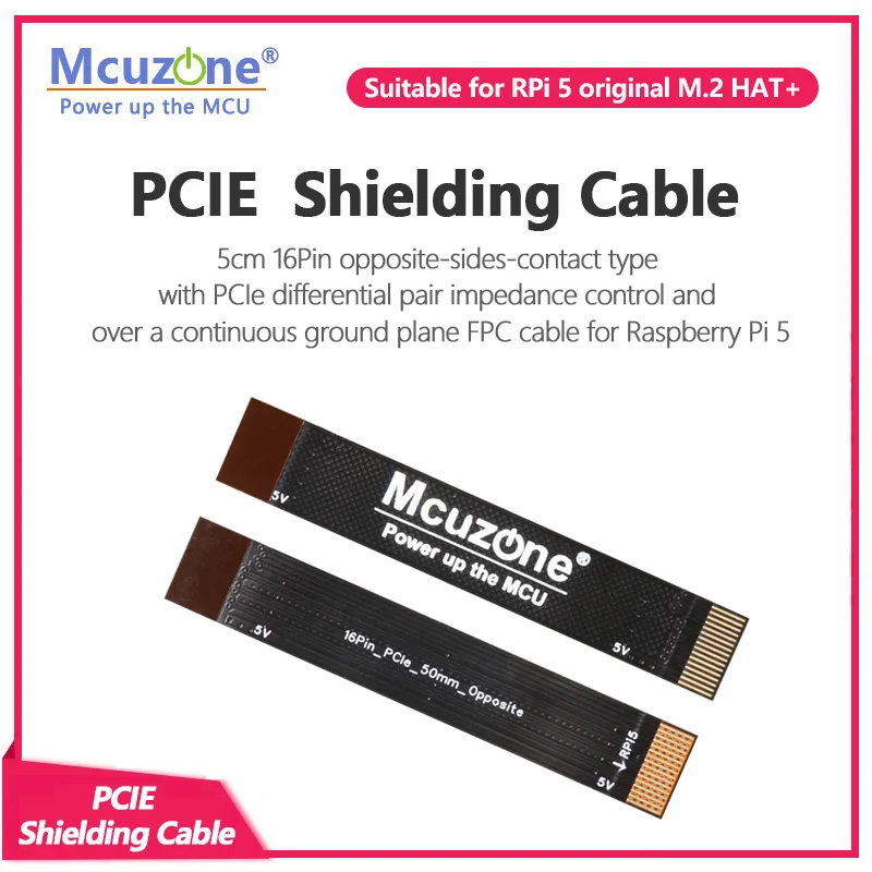 5cm 16Pin opposite-sides-contact type with PCIe differential pair impedance control and over a continuous ground plane FPC cable